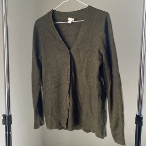J. Crew Army Green Cardigan, Large